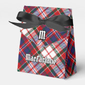 Clan MacFarlane Crest over Jurk Tartan Bedankdoosjes (Voorkant Zijde)