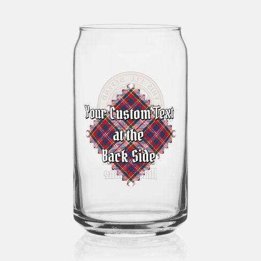 Clan MacFarlane Crest over Jurk Tartan Blikvorm Glas (Achterkant)