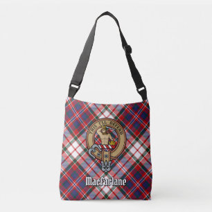 Clan MacFarlane Crest over Jurk Tartan Crossbody Tas