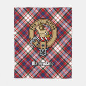 Clan MacFarlane Crest over Jurk Tartan Fleece Deken (Voorkant)
