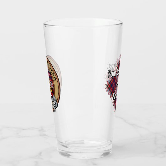 Clan MacFarlane Crest over Jurk Tartan Glas (Links)
