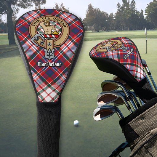 Clan MacFarlane Crest over Jurk Tartan Golfheadcover