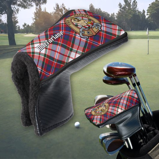 Clan MacFarlane Crest over Jurk Tartan Golfheadcover