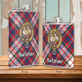 Clan MacFarlane Crest over Jurk Tartan Heupfles