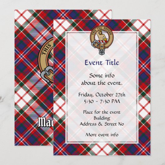 Clan MacFarlane Crest over Jurk Tartan Kaart (Voorkant / Achterkant)