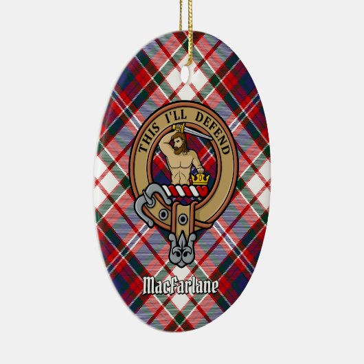 Clan MacFarlane Crest over Jurk Tartan Keramisch Ornament (Rechts)