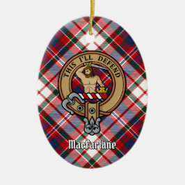 Clan MacFarlane Crest over Jurk Tartan Keramisch Ornament