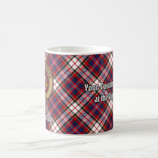 Clan MacFarlane Crest over Jurk Tartan Koffiemok (Center)