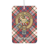 Clan MacFarlane Crest over Jurk Tartan Luchtverfrisser (Voorkant)