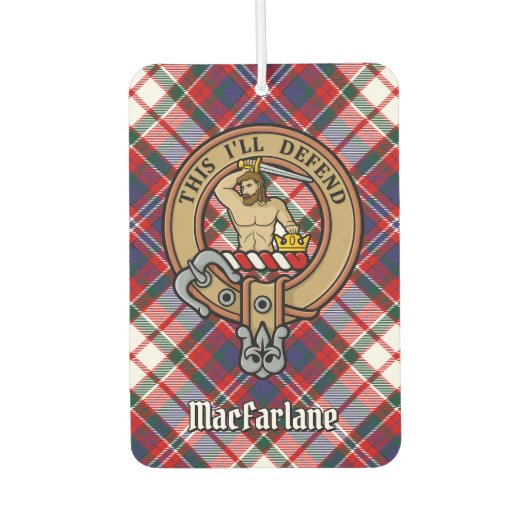 Clan MacFarlane Crest over Jurk Tartan Luchtverfrisser (Voorkant)