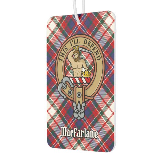 Clan MacFarlane Crest over Jurk Tartan Luchtverfrisser (Links)