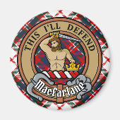Clan MacFarlane Crest over Jurk Tartan Magneet (Voorkant)