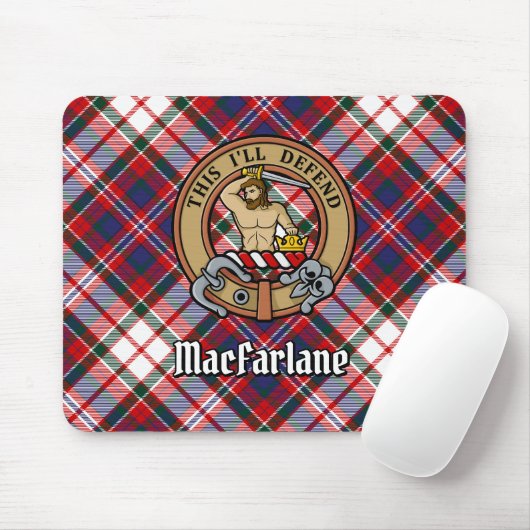 Clan MacFarlane Crest over Jurk Tartan Muismat (Met muis)