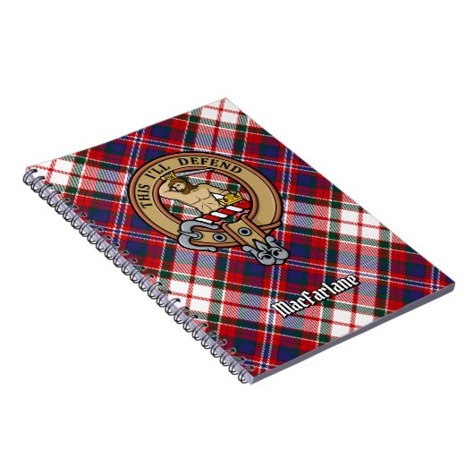 Clan MacFarlane Crest over Jurk Tartan Notitieboek (Rechterzijde)