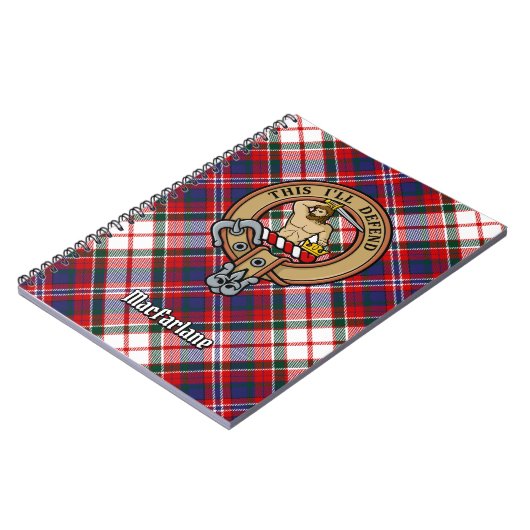 Clan MacFarlane Crest over Jurk Tartan Notitieboek (Linkerzijde)