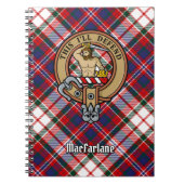 Clan MacFarlane Crest over Jurk Tartan Notitieboek (Voorkant)