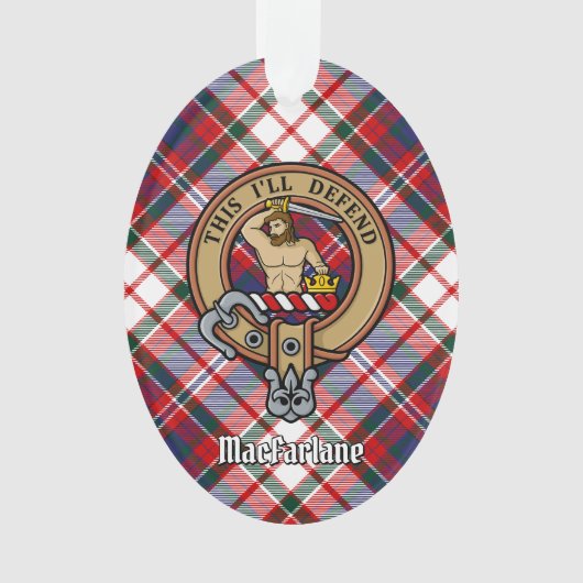Clan MacFarlane Crest over Jurk Tartan Ornament (voorkant)