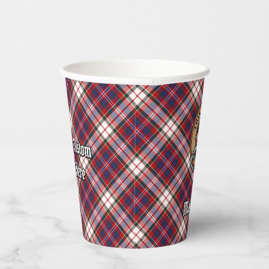 Clan MacFarlane Crest over Jurk Tartan Papieren Bekers (Rechts)