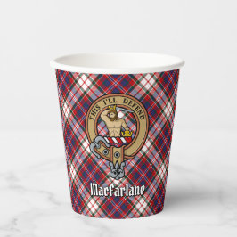 Clan MacFarlane Crest over Jurk Tartan Papieren Bekers