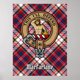 Clan MacFarlane Crest over Jurk Tartan Poster