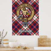 Clan MacFarlane Crest over Jurk Tartan Poster (Keuken)