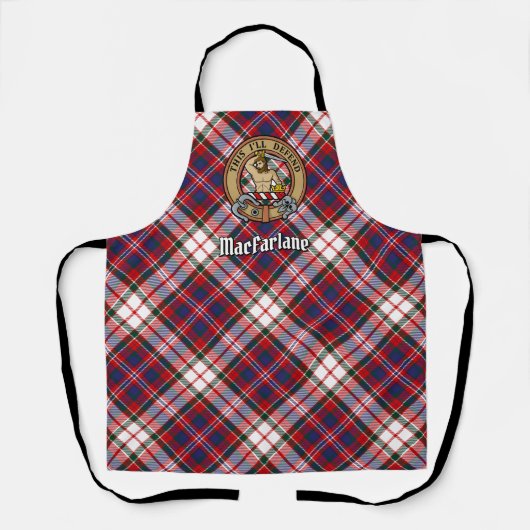 Clan MacFarlane Crest over Jurk Tartan Schort (Voorkant)