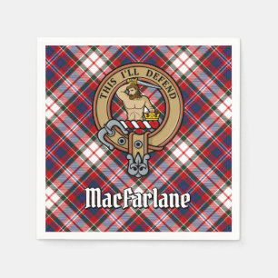 Clan MacFarlane Crest over Jurk Tartan Servet