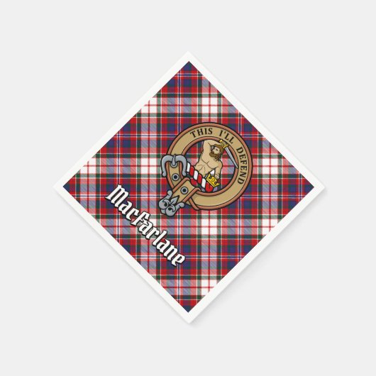 Clan MacFarlane Crest over Jurk Tartan Servet (Hoek)