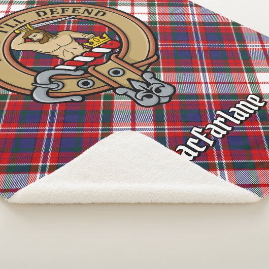 Clan MacFarlane Crest over Jurk Tartan Sherpa Deken (3/4)