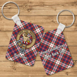 Clan MacFarlane Crest over Jurk Tartan Sleutelhanger