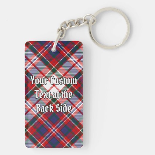 Clan MacFarlane Crest over Jurk Tartan Sleutelhanger (achterkant)