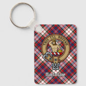 Clan MacFarlane Crest over Jurk Tartan Sleutelhanger (Voorkant)