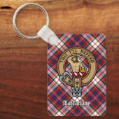 Clan MacFarlane Crest over Jurk Tartan Sleutelhanger (Voorkant)