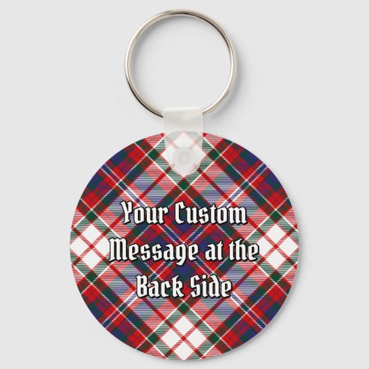 Clan MacFarlane Crest over Jurk Tartan Sleutelhanger (Achterkant)
