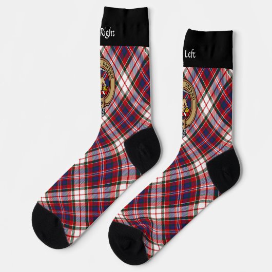 Clan MacFarlane Crest over Jurk Tartan Sokken (Links)