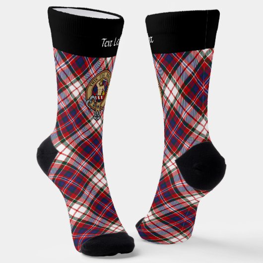 Clan MacFarlane Crest over Jurk Tartan Sokken (Gebogen)