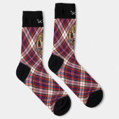 Clan MacFarlane Crest over Jurk Tartan Sokken (Rechts)