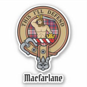Clan MacFarlane Crest over Jurk Tartan Sticker