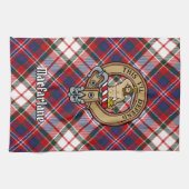 Clan MacFarlane Crest over Jurk Tartan Theedoek (Horizontaal)