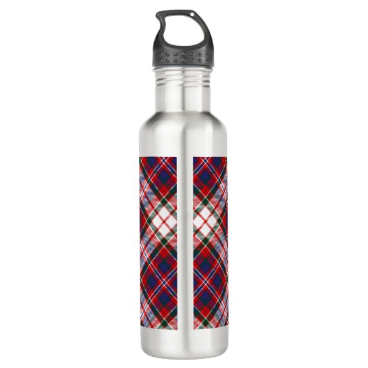 Clan MacFarlane Crest over Jurk Tartan Waterfles (Achterkant)
