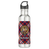 Clan MacFarlane Crest over Jurk Tartan Waterfles (Voorkant)