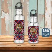 Clan MacFarlane Crest over Jurk Tartan Waterfles