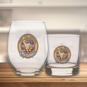 Clan MacFarlane Crest over Jurk Tartan Whisky Glas