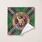 Clan MacFarlane Crest over moderne jacht Tartan Bad Handdoek (Wasdoekje)