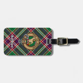 Clan MacFarlane Crest over moderne jacht Tartan Bagagelabel (Voorkant horizontaal)