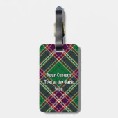 Clan MacFarlane Crest over moderne jacht Tartan Bagagelabel (Achterkant verticaal)
