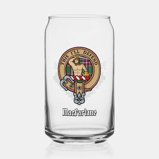 Clan MacFarlane Crest over moderne jacht Tartan Blikvorm Glas (Voorkant)