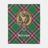 Clan MacFarlane Crest over moderne jacht Tartan Fleece Deken (Voorkant)