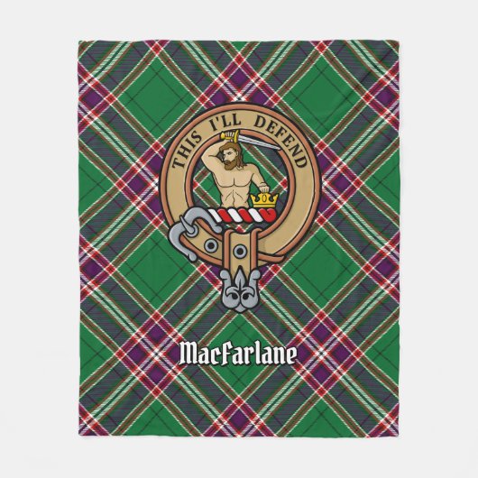 Clan MacFarlane Crest over moderne jacht Tartan Fleece Deken (Voorkant)