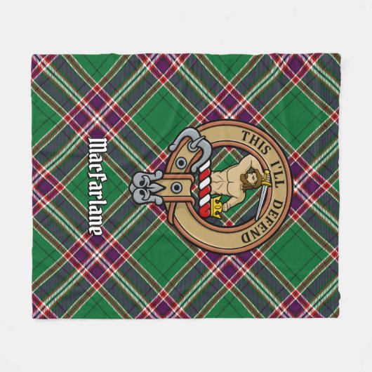 Clan MacFarlane Crest over moderne jacht Tartan Fleece Deken (Voorkant (Horizontaal))